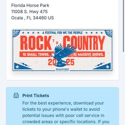 2 Tickets For Rock The Country FRIDAY ONLY NICKELBACK