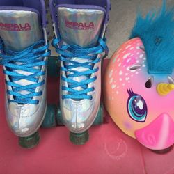 Girls Roller skates And Helmet 