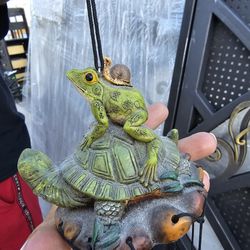 Pond Green Frog And Turtle Best Friends Resonant Relaxing Wind Chime Patio