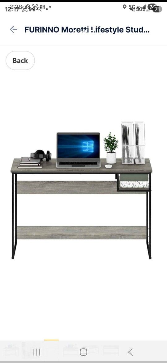 FURINNO Moretti Lifestyle Study Desk, 45 Inches, French Oak Grey