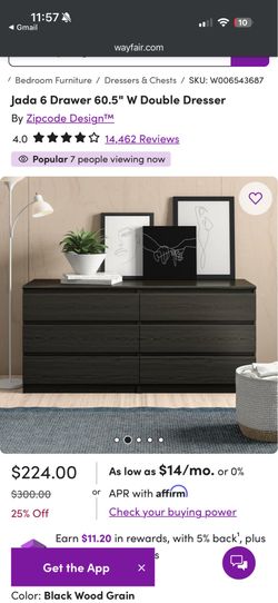 Double dresser 6 drawers box 60.5”