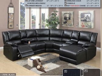 Black Family Size Sectional with Chaise Lounge