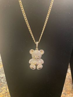 Gold Teddy Bear Pendant Necklace