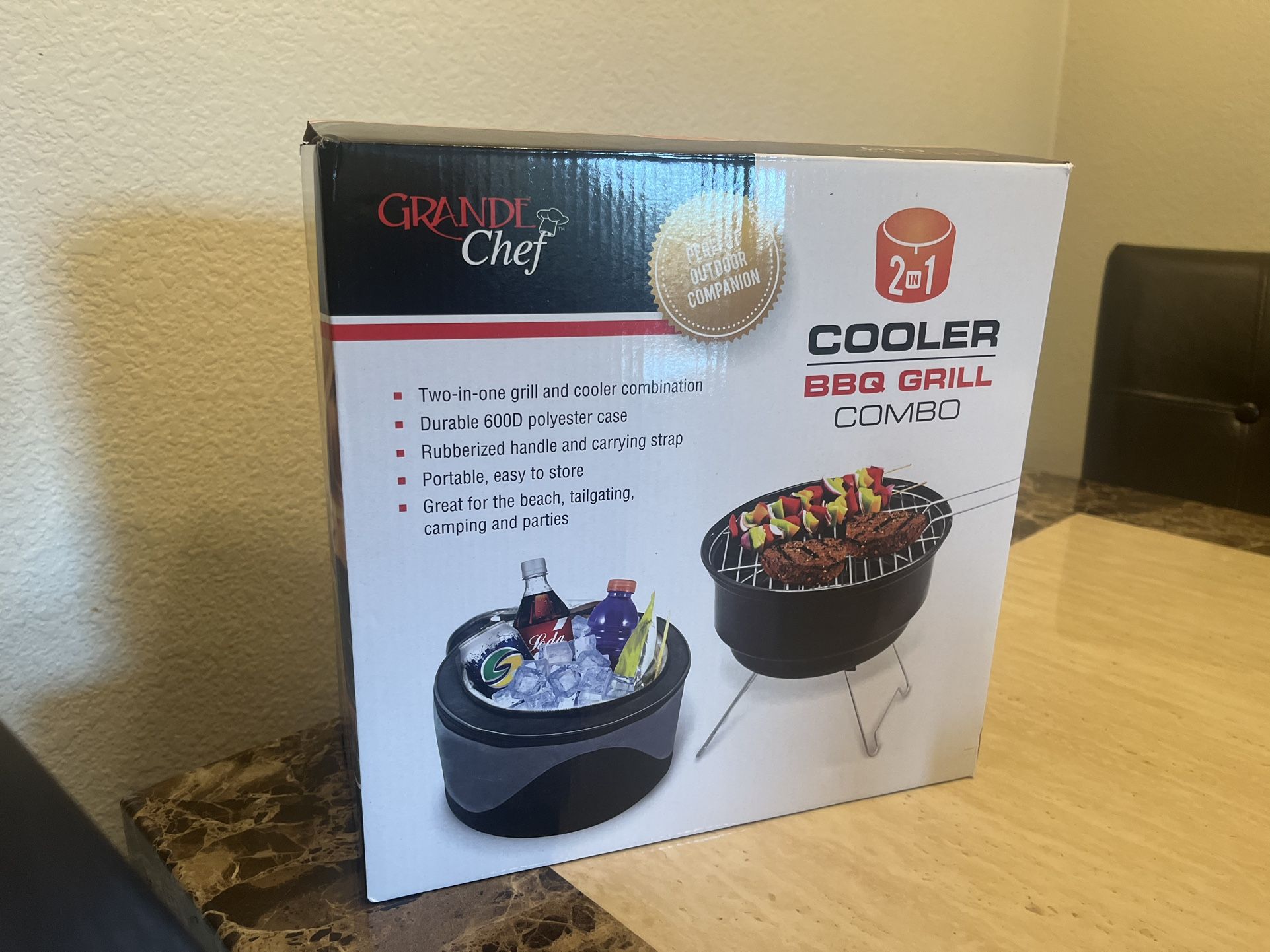 Grande Chef 2 In 1 Cooler Bbq Grill Combo