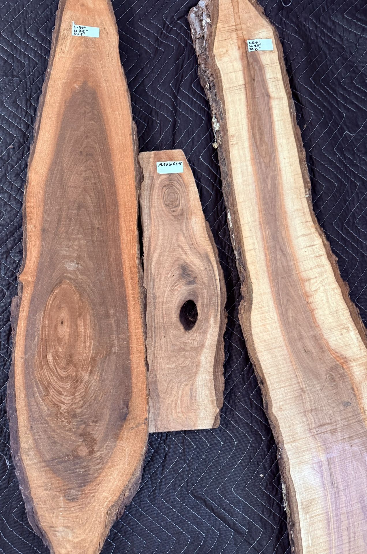 3 Live Edge Wood Pieces 