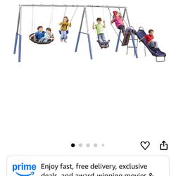 XDP Recreation Surf N Swing 5 Station Outdoor Swing and Play Set with Slide