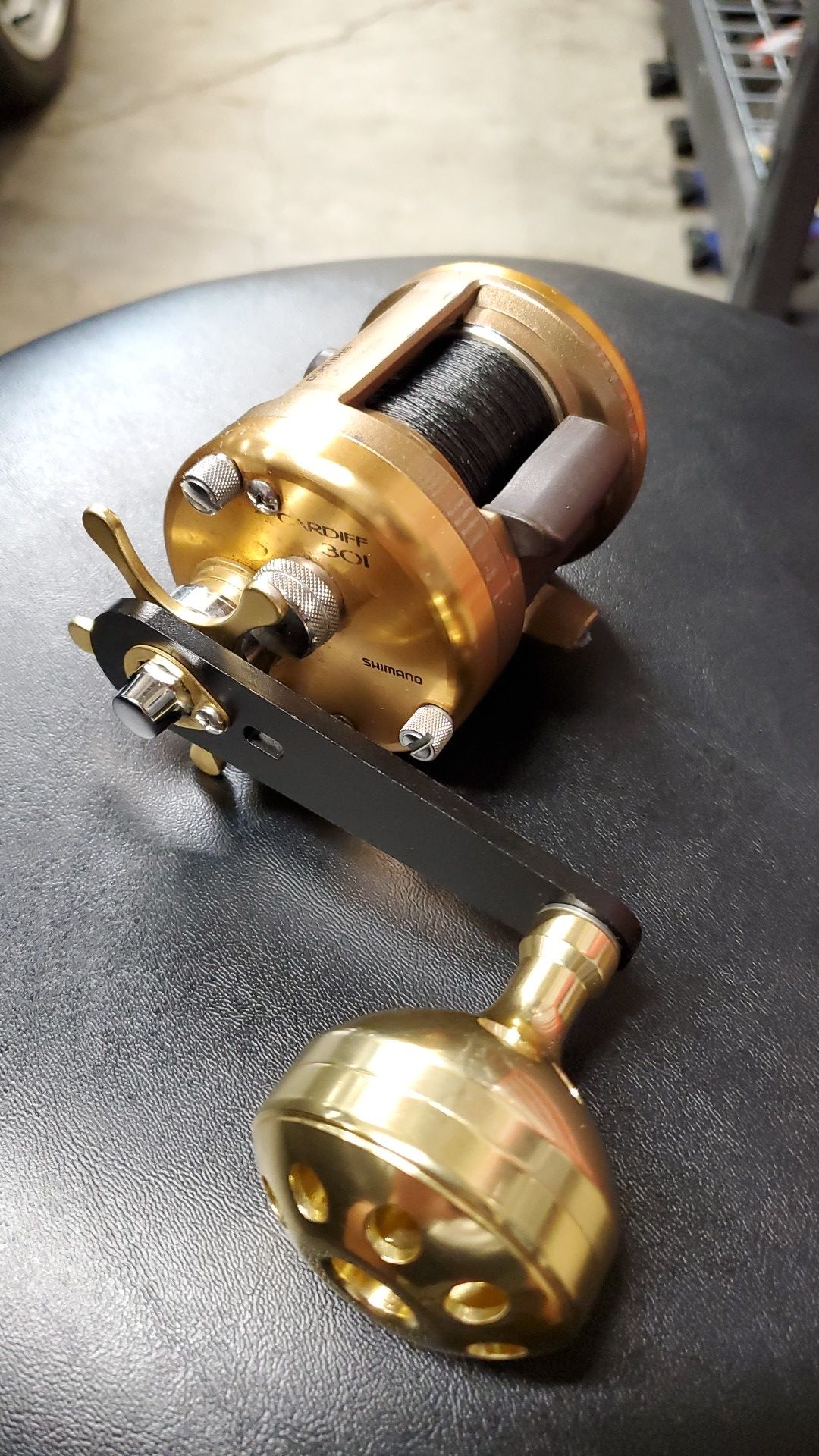 Shimano cardiff 301 swimbait baitcaster reel power handle striper bass fishing