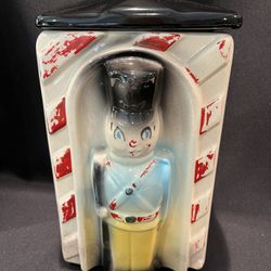 Vintage American Bisque Pottery Toy Soldier Cookie Jar