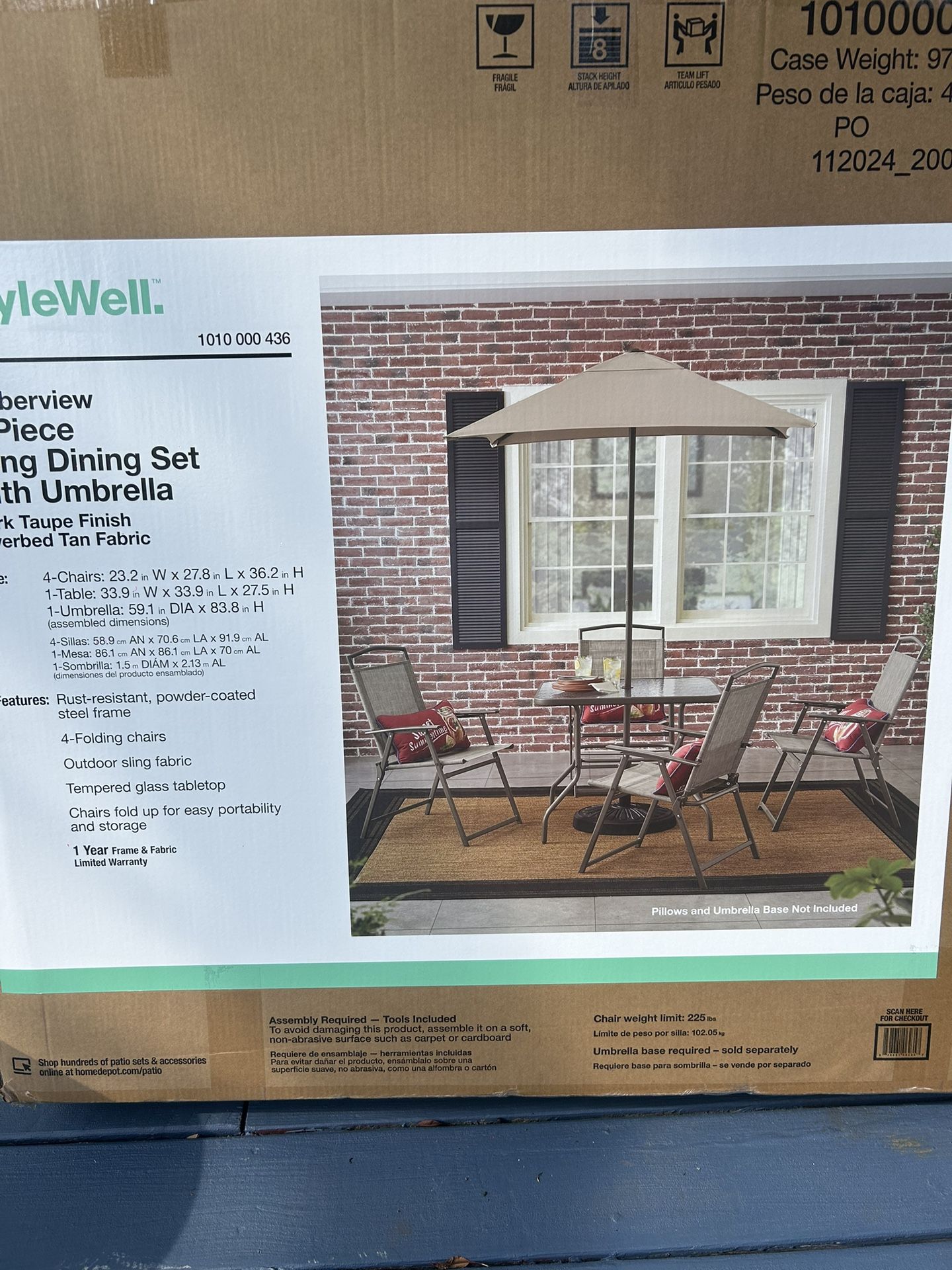 6  Piece Outdoor Dining Set With Umbrella