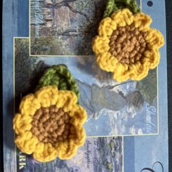 Crochet Sunflower Hair Clip - Handmade - Better For A Pair