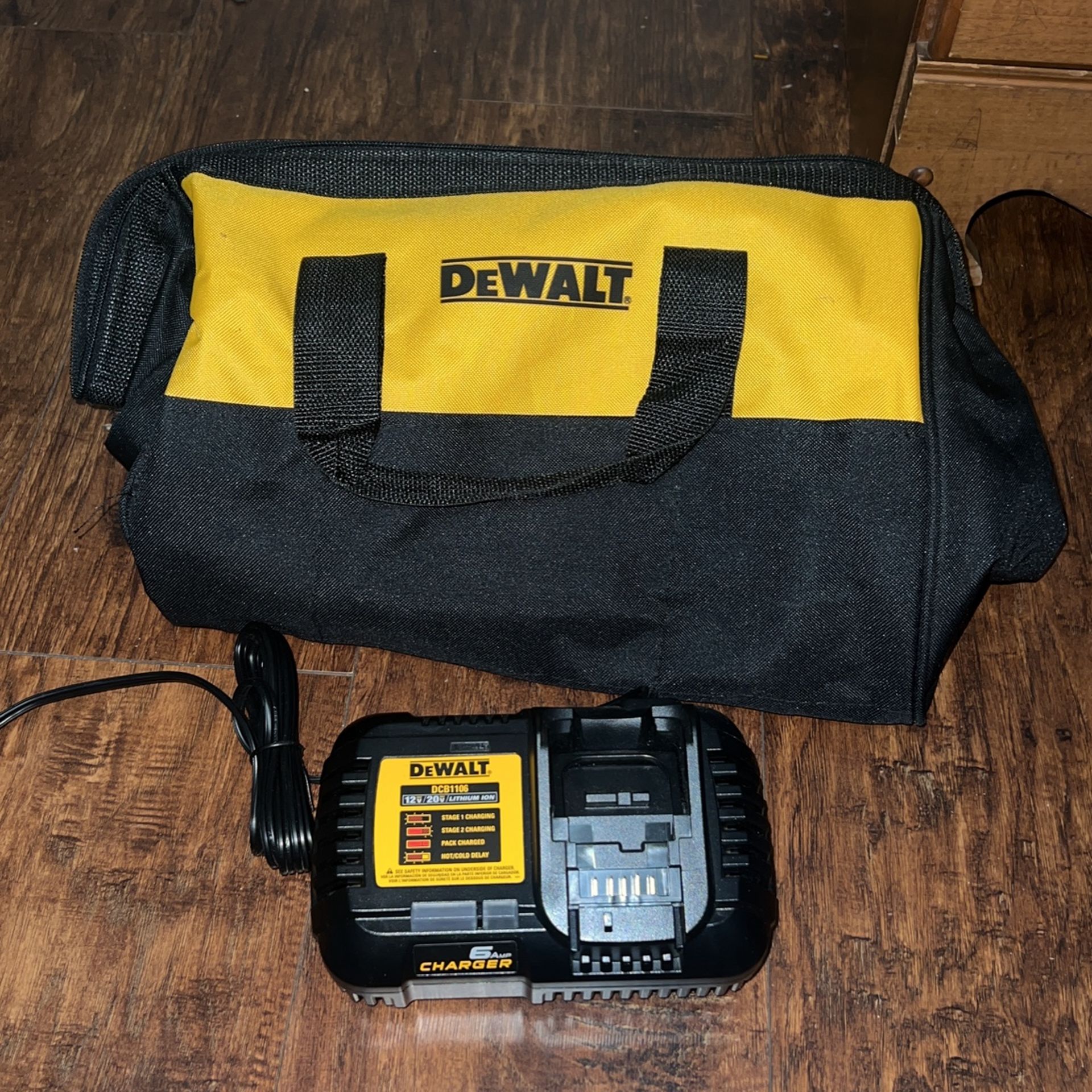 NEW!!! Dewalt 6amp Charger And 11” Bag