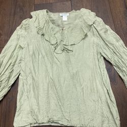 Womans Light Green Silk Shirt Size Large By Wibco #8