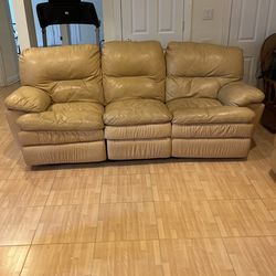 Beige Leather Couch Set