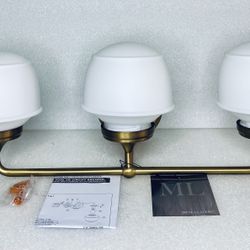 New Open Box Minka Lavery Cornwell 23" 3-Light Aged Brass Vanity Light W/Shades