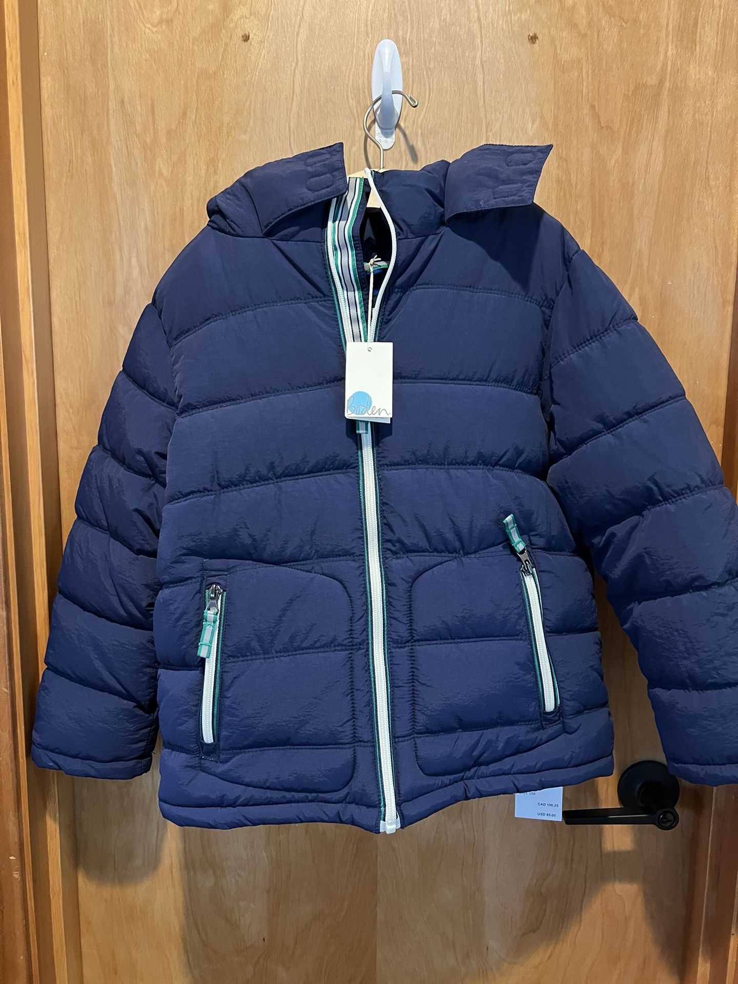 Padded Coat Mini Boden Boys Jackets Fleece Lined Padded Coat-Navy