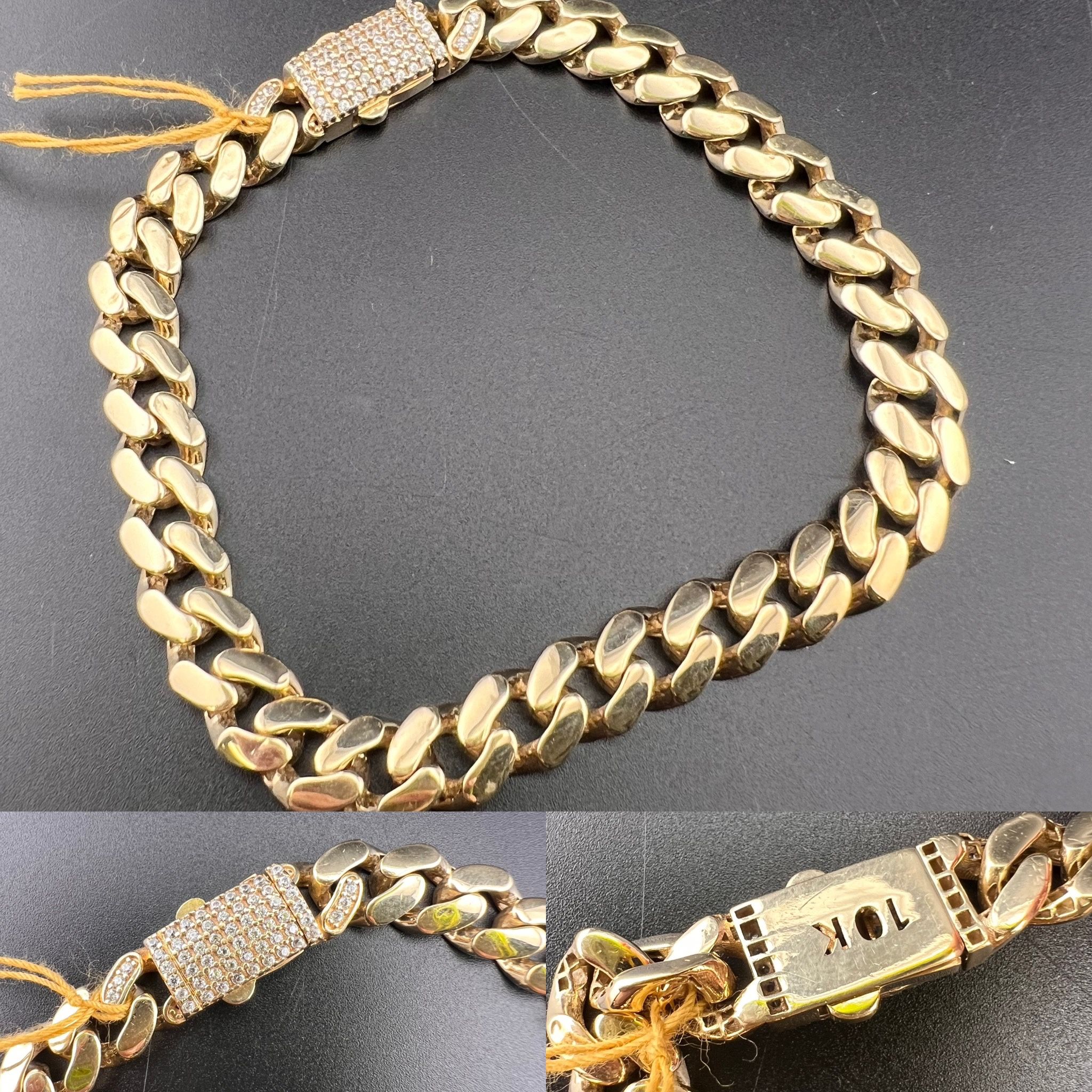 10K Solid Gold Iced Out Mens Miami Cuban Link Bracelet 8” -8mm Thick