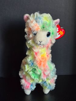 Ty Beanie Babies Lola the Llama Rainbow Plush Stuffed Animal 6" NEW w TAG