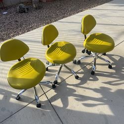 3 Retro Yellow Office Chairs 