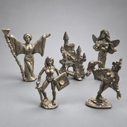 Vintage JB Marked Pewter Fantasy Figurines Lot of 5