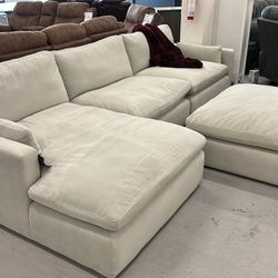 Light Gray Modular Velvet Fabric 3 Piece Sectional with Chaise