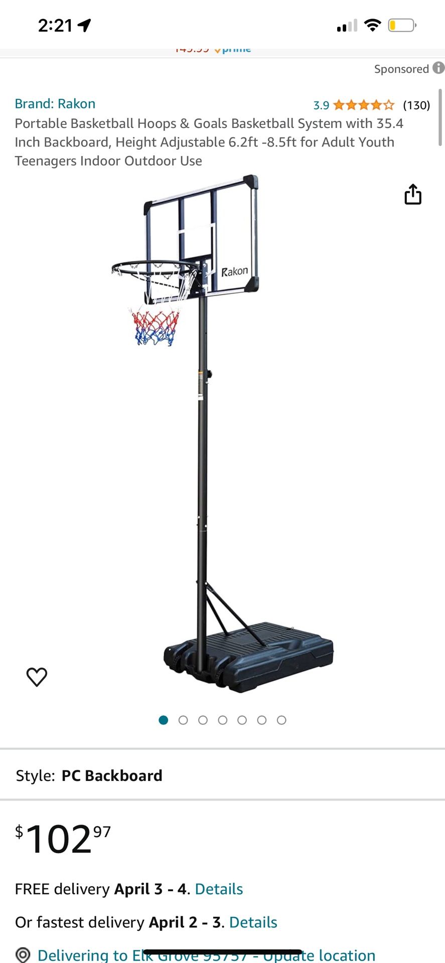 Rakon Portable Pool Basketball Hoop & Goal Basketball System Stand Height Adjustable 3.9ft -6.4ft with 37in Backboard & Wheels for Youth Kids Outdoor 