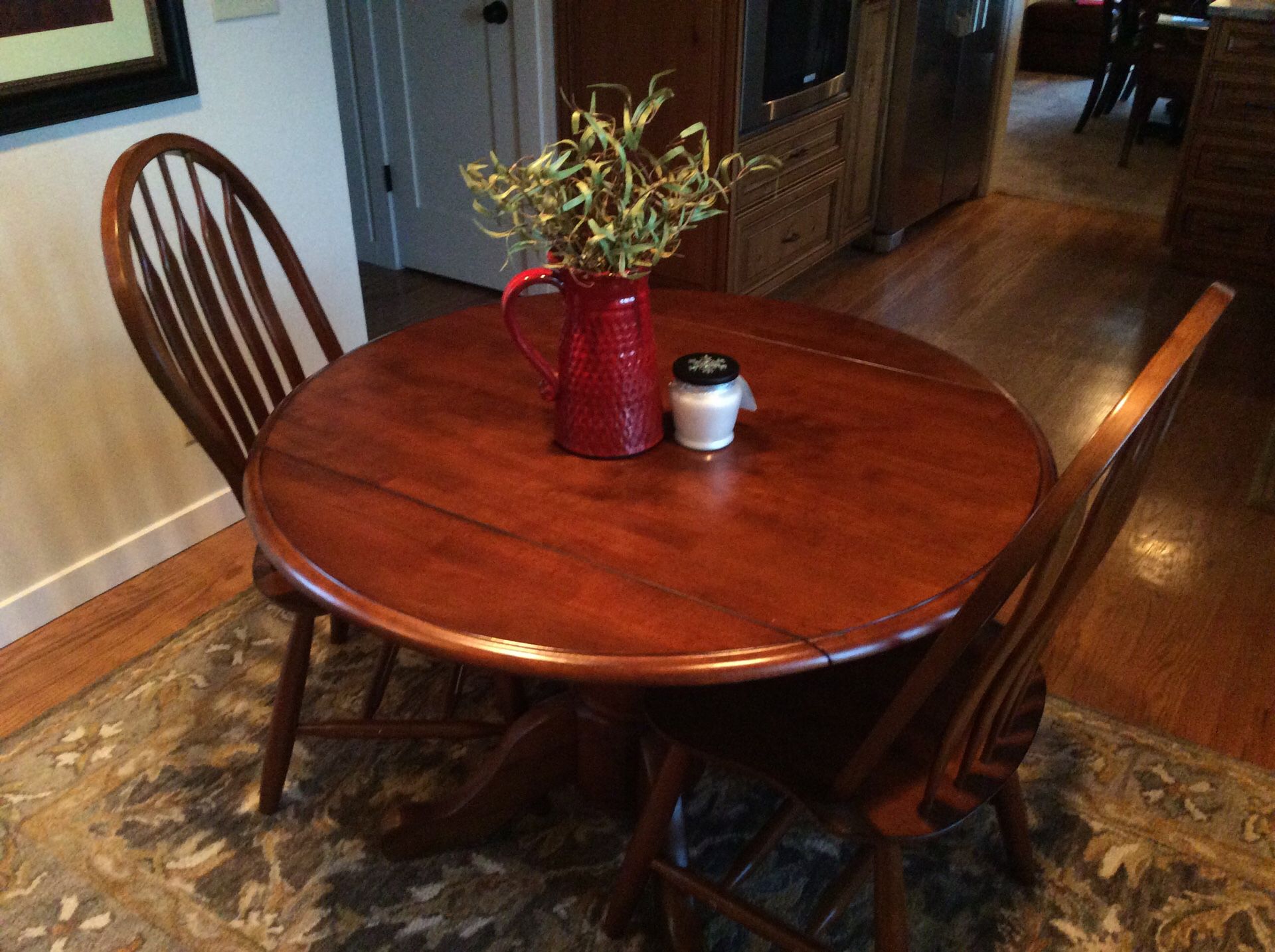 3 piece drop leaf wooden table and chairs