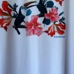 Roundtree & Yorke Caribbean Isle Breeze performance shirt featuring a toucan graphic sz L
