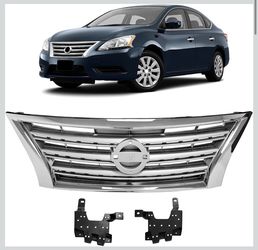 2013-15 Nissan Sentra Front Cheome Bumper Cover Upper Grille