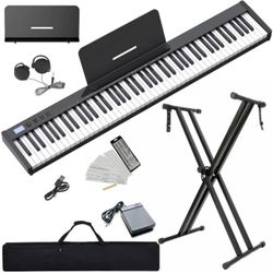 NikoMaku Piano Keyboard 88 Keys Semi-weighted Compact Portable Digital Piano Set