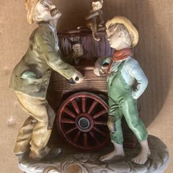 Vintage Ardalt Handpainted Lenwile China Organ Grinder Music Box Plays “Dream The Impossible Dream”