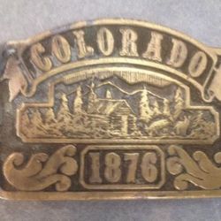 Nice Vintage Adeza 1975 Brass Colorado 1876 Belt Buckle