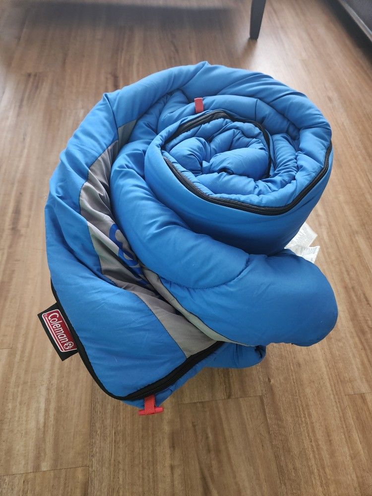 Coleman Polyester Lined Blue & Grey Sleeping Bag (Used Once)