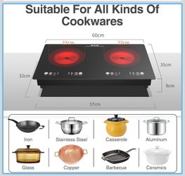 VBGK Electric cooktop,110V 24 inch 2 Burner