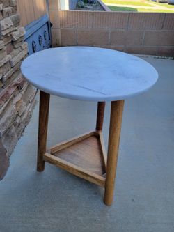 Threshold landham whitr marble wood 16" side accent table or night stand