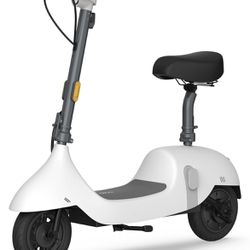 OKAI EA10 Electric Scooter with Seat | Adult Retro Style Moped | Removable Battery | Up to 25 Mile Range & 15.5 MPH | 750W Peak Power | 10" Vacuum Tir
