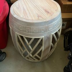 Round Drum Accent Table – Open Slat Base