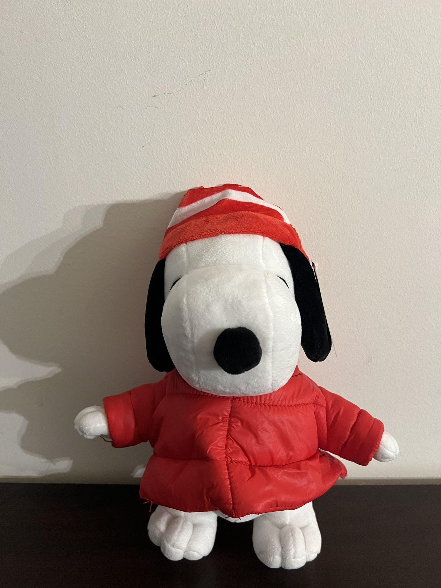 snoopy christmas plush red puffer jacket brand new $50 each or best offer! Snoopy peanuts plush red puffer jacket winter plush brand new!