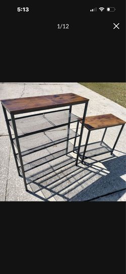 TWO PIECE SHELF/SHOE RACK TABLE SET