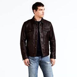 Brown Levi's Trucker Leather Jacket Medium