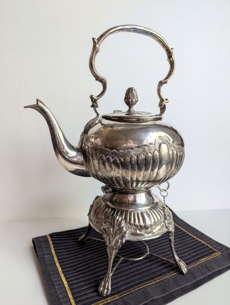 Silver Plate Tilting Spirit Kettle with Warming Stand