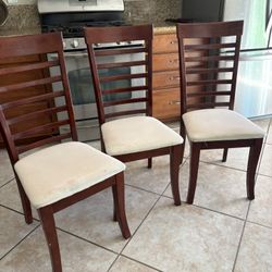 Three Wood Dining Chairs 