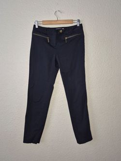 Michael Kors Pants Casual Skinny Navy Blue Moto Stretch Zip Detail Size: 2