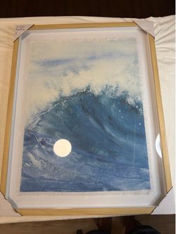Framed Ocean Wave Moon Nature Tapestry