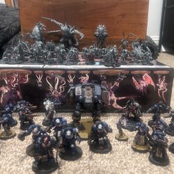 WARHAMMER 40K Space Marines And Tyranids Lot With Extra Used Paints