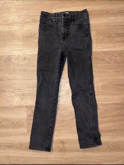 Madewell Stovepipe Straight Leg Jeans Womens 27 Washed Black Charcoal Gray