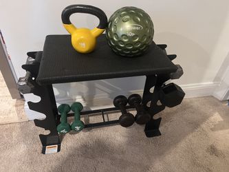 Dumbbell Storage Bench With Dumbbells
