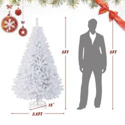 ✌️ 6ft Premium Unlit Hinged Spruce Full Tree, with 1000 Branch Tips and Metal Stand, Easy Assembly, for Indoor and Outdoor Use 