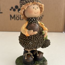 Greenbrier Polystone Scarecrow Kid Figurine-Acorn Baby Boy Fall Harvest Decor 5”