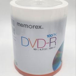 Memorex 100 PK DVD-R 16X  4.7GB  120 MIN - NEW & SEALED 