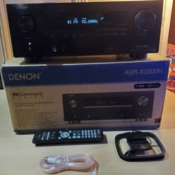 Denon Bluetooth WI-FI Heos AVR X3500H 7.2 Channel Full 4K  Ultra HD AV Receiver With Remote  AM FM Antennas